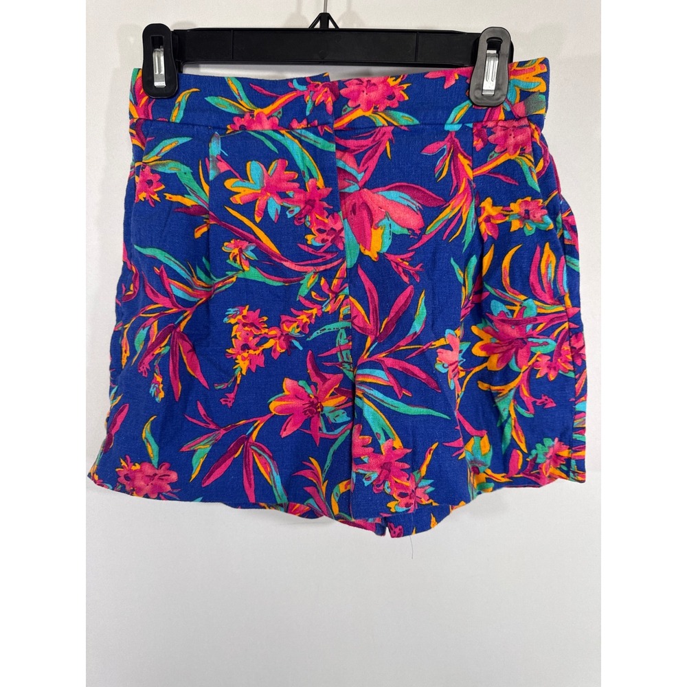 J.Crew Blue Tropical Floral Linen Blend High Rise Shorts Size 0 Tropical Summer